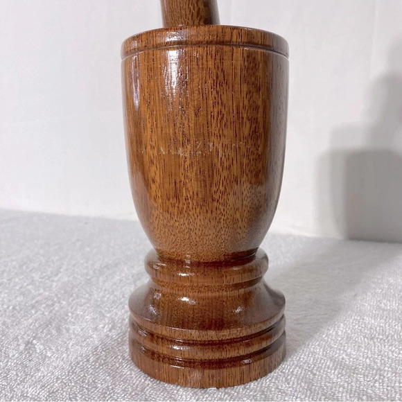 Vintage 1981  Handmade Tall Wood Apothecary Mortar And Pestle - Picture 8 of 15